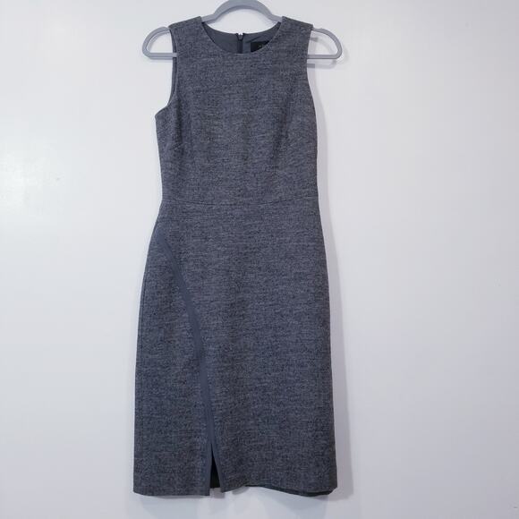 J. Crew Wool Blend Gray Chevron Print Sheath Dress Professional Work - Picture 1 of 13